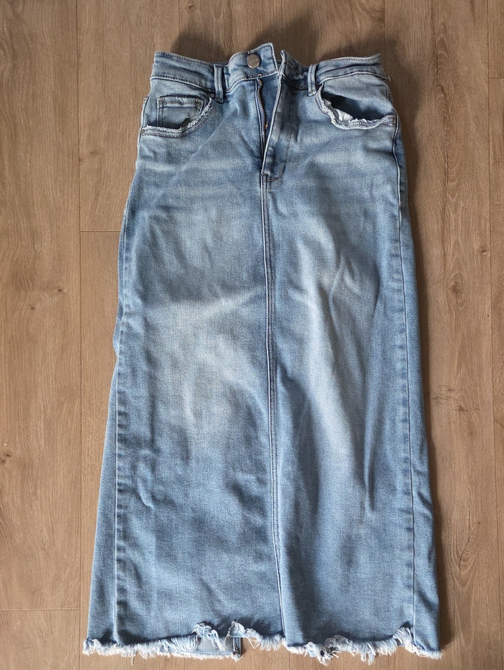 Risen Jeans Light Blue Denim Maxi Skirt